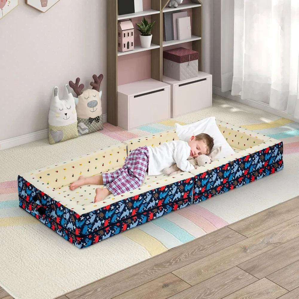 Foldable Toddler Floor Bed With Soft Foam Washable Cover