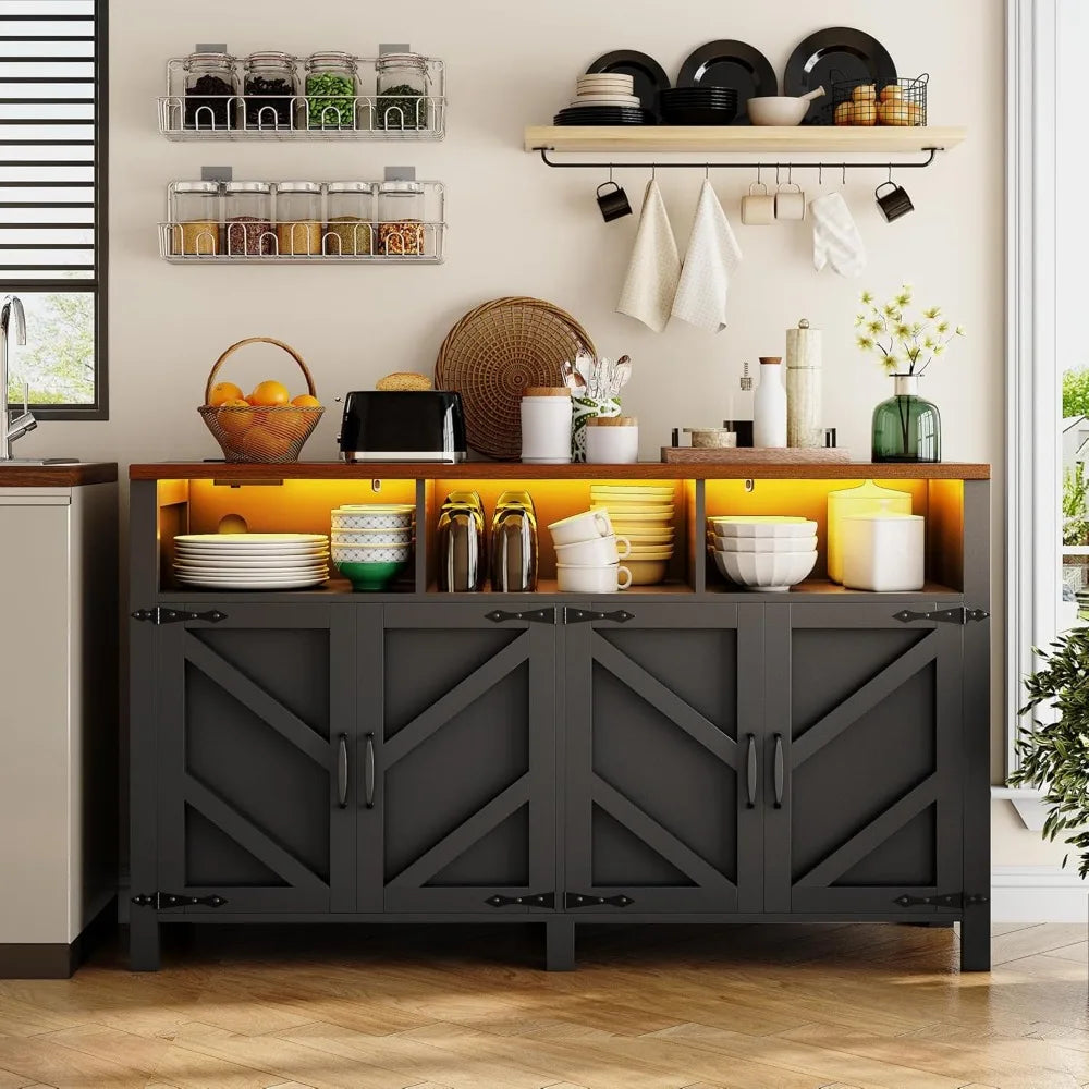 MKDK Buffet Sideboard With Storage And LED Lighting