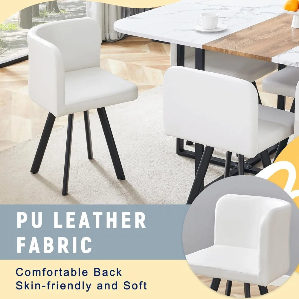 DAFIFY Modern Dining Table Set Faux Marble Top Metal Legs