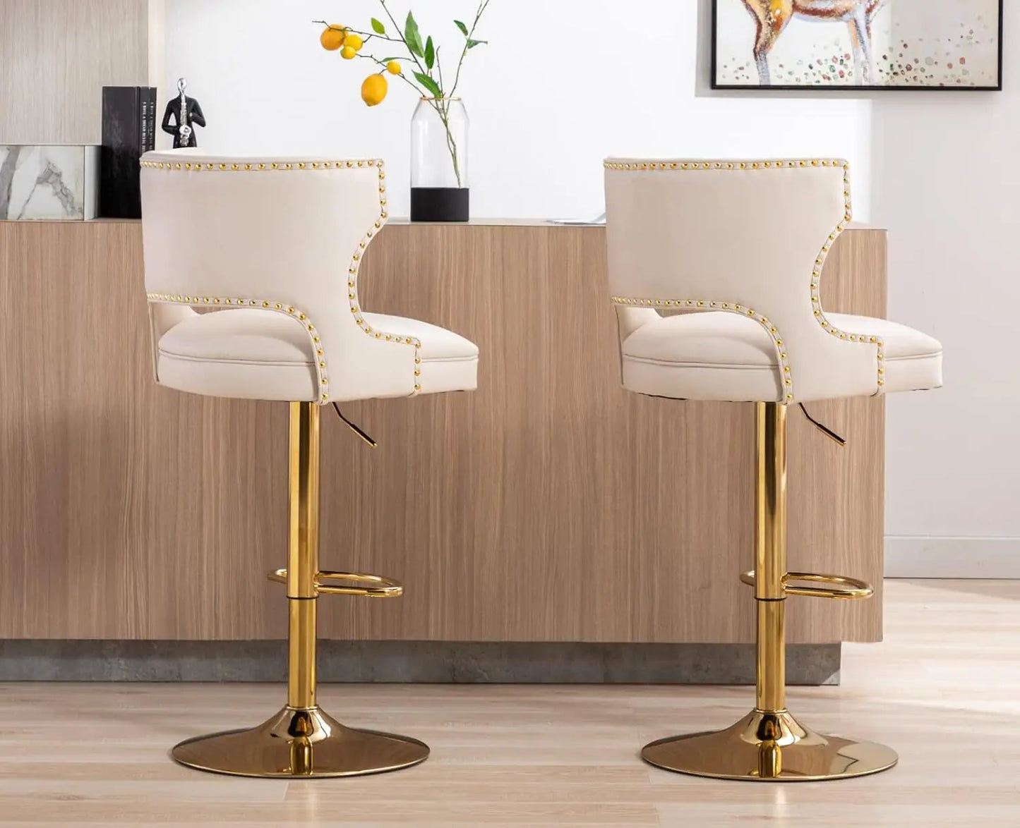 Premium Leather Bar Stools Set Of 4 Contemporary Design