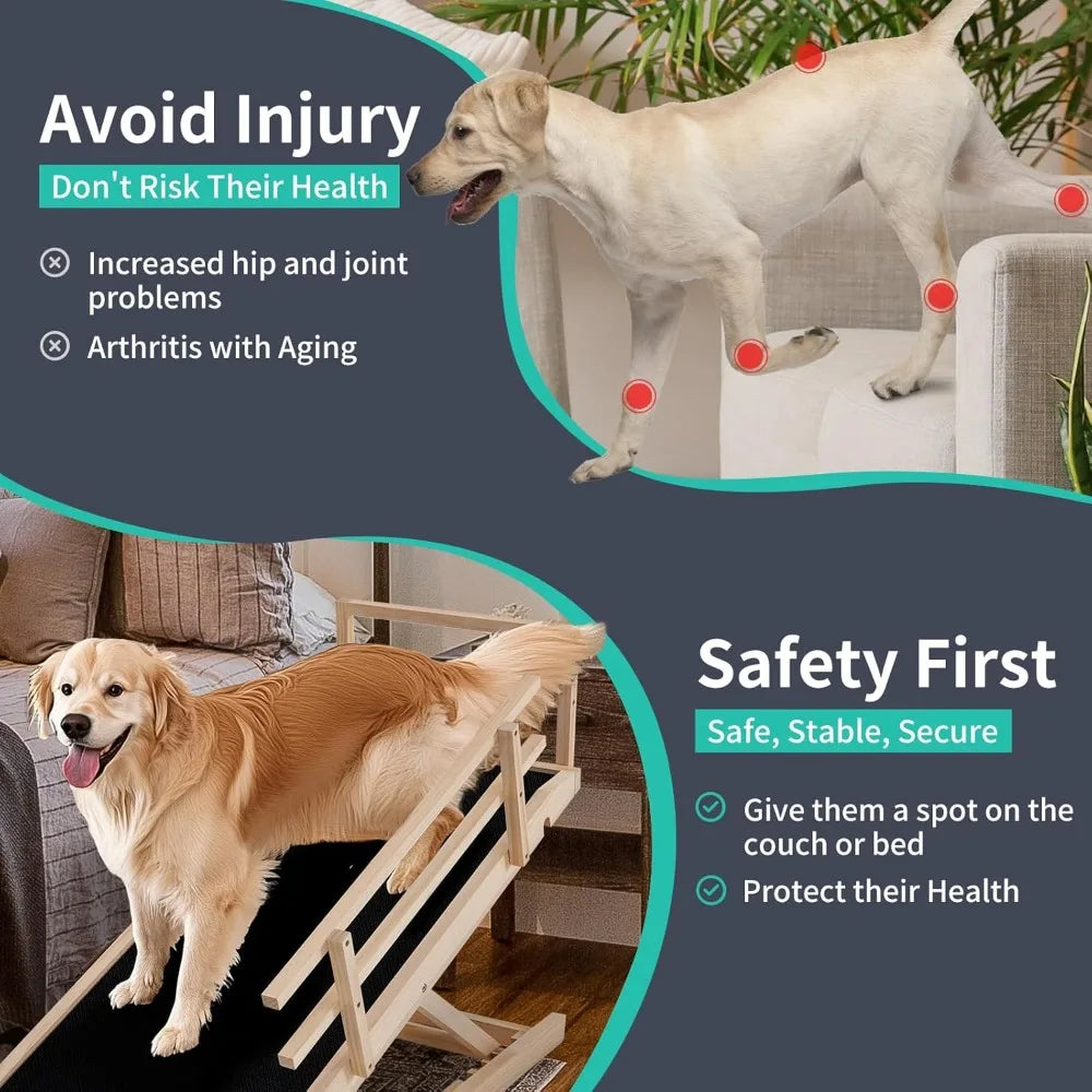 Dog Ramp 5 Level Adjustable Folding Pet Ramp for High Beds