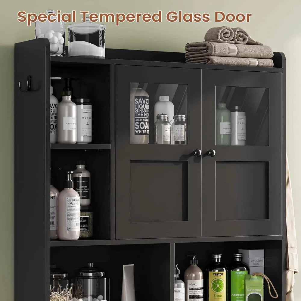 Over The Toilet Storage Cabinet With Glass Doors Bathroom