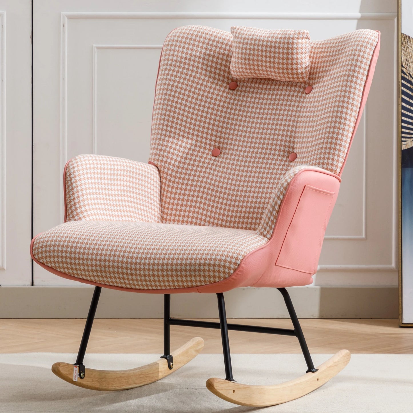 35.5 Inch Modern Nursery Rocking Glider Chair With High Backrest For Home