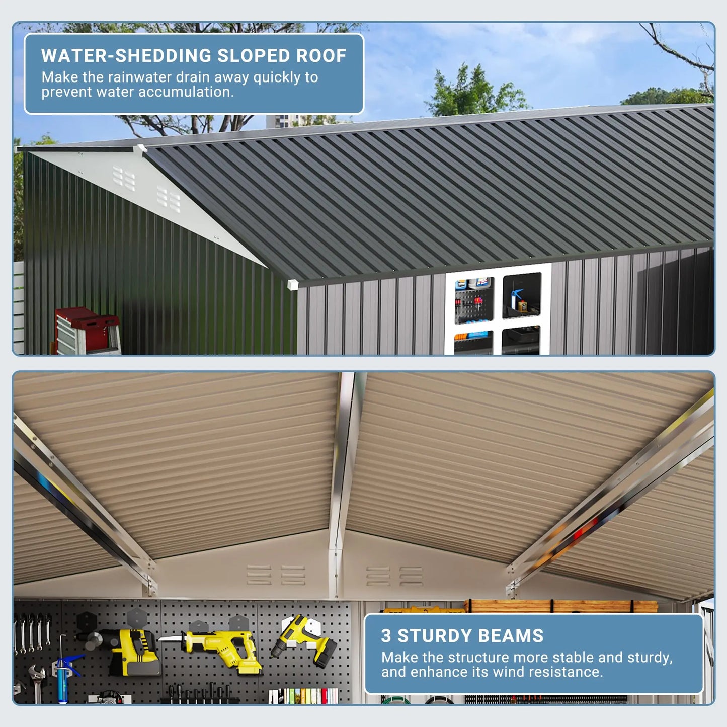 VIWAT Heavy Duty Metal Storage Shed With Window Lockable