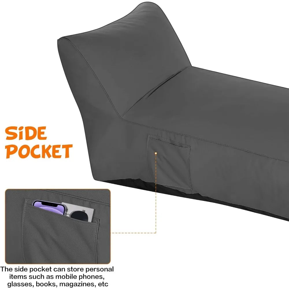 MKDK Outdoor Chaise Lounge Reclining Waterproof Sunbed