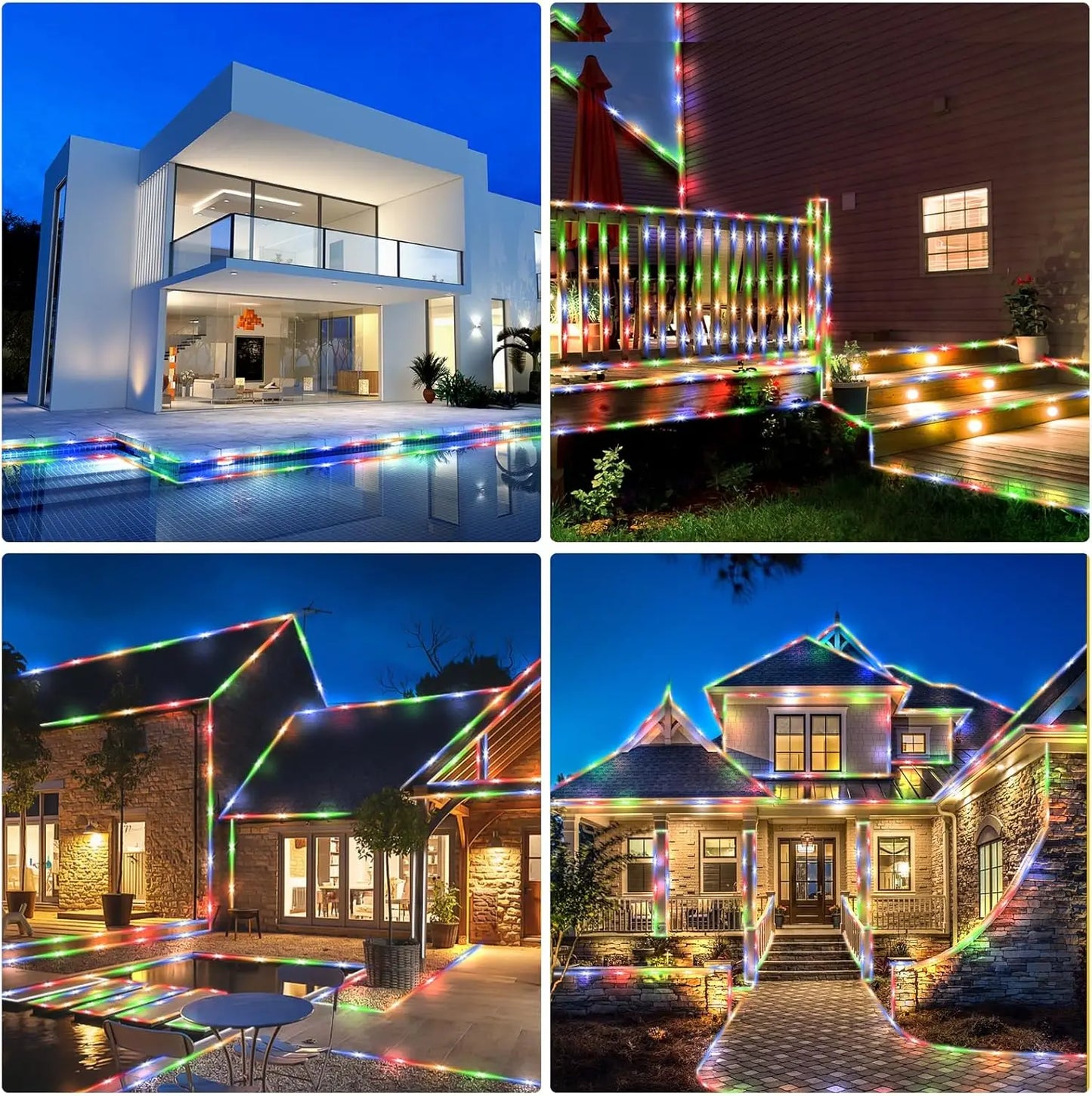 Solar Waterproof Rope Lights 107ft 300LEDs 8 Modes Outdoor Garden Christmas Lights