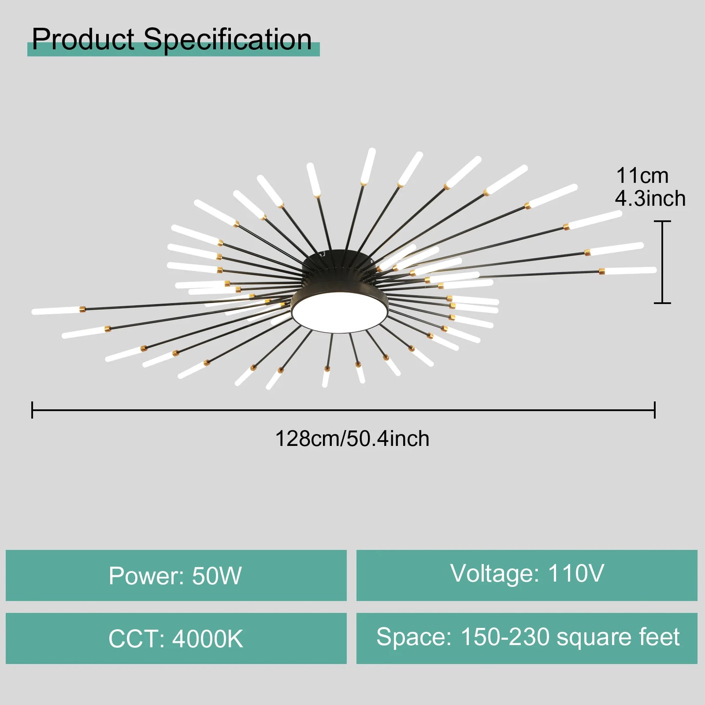 Modern LED Ceiling Light Fixture in Gold and Black for Home Decoration