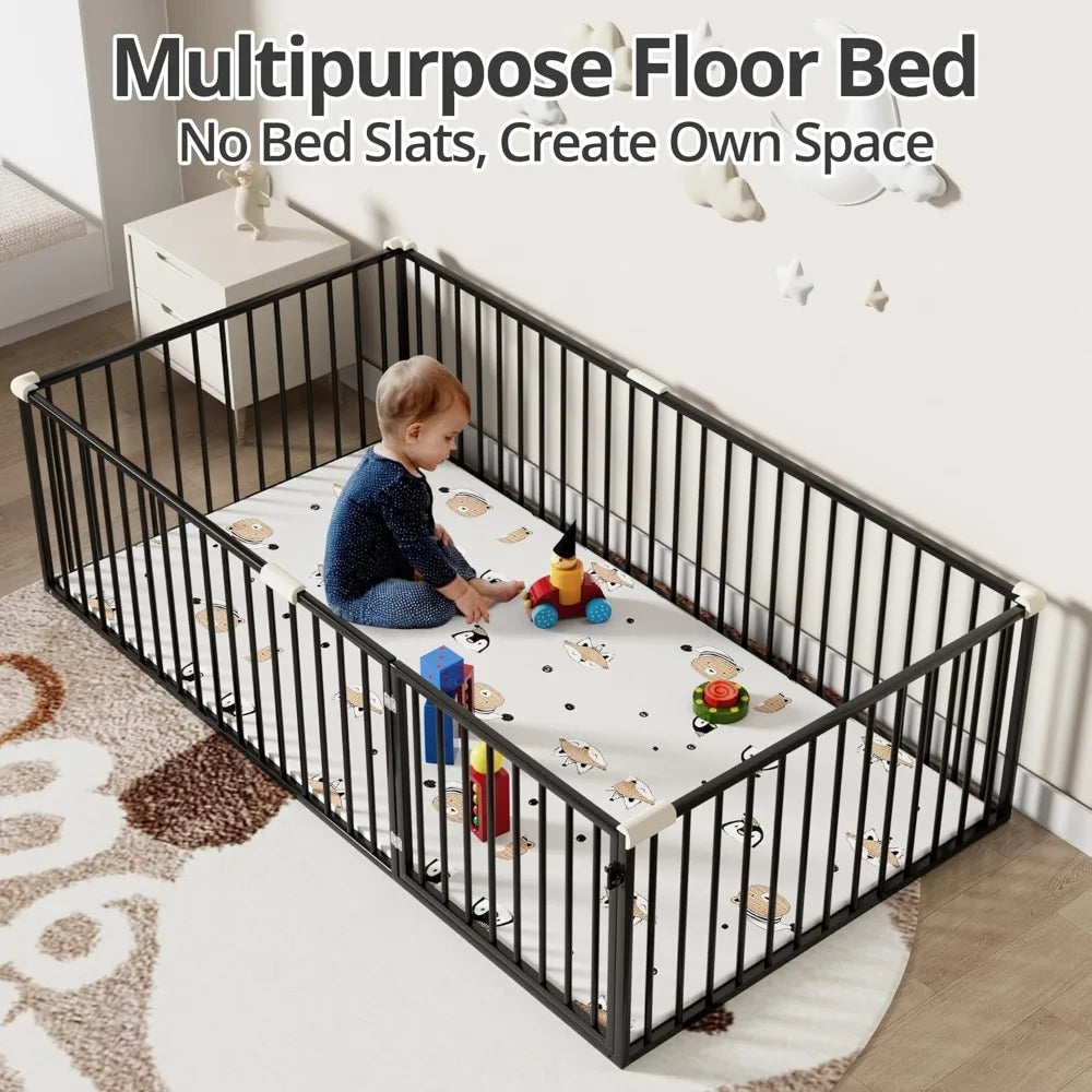 DAFIFY Montessori Floor Bed Frame With Guardrails