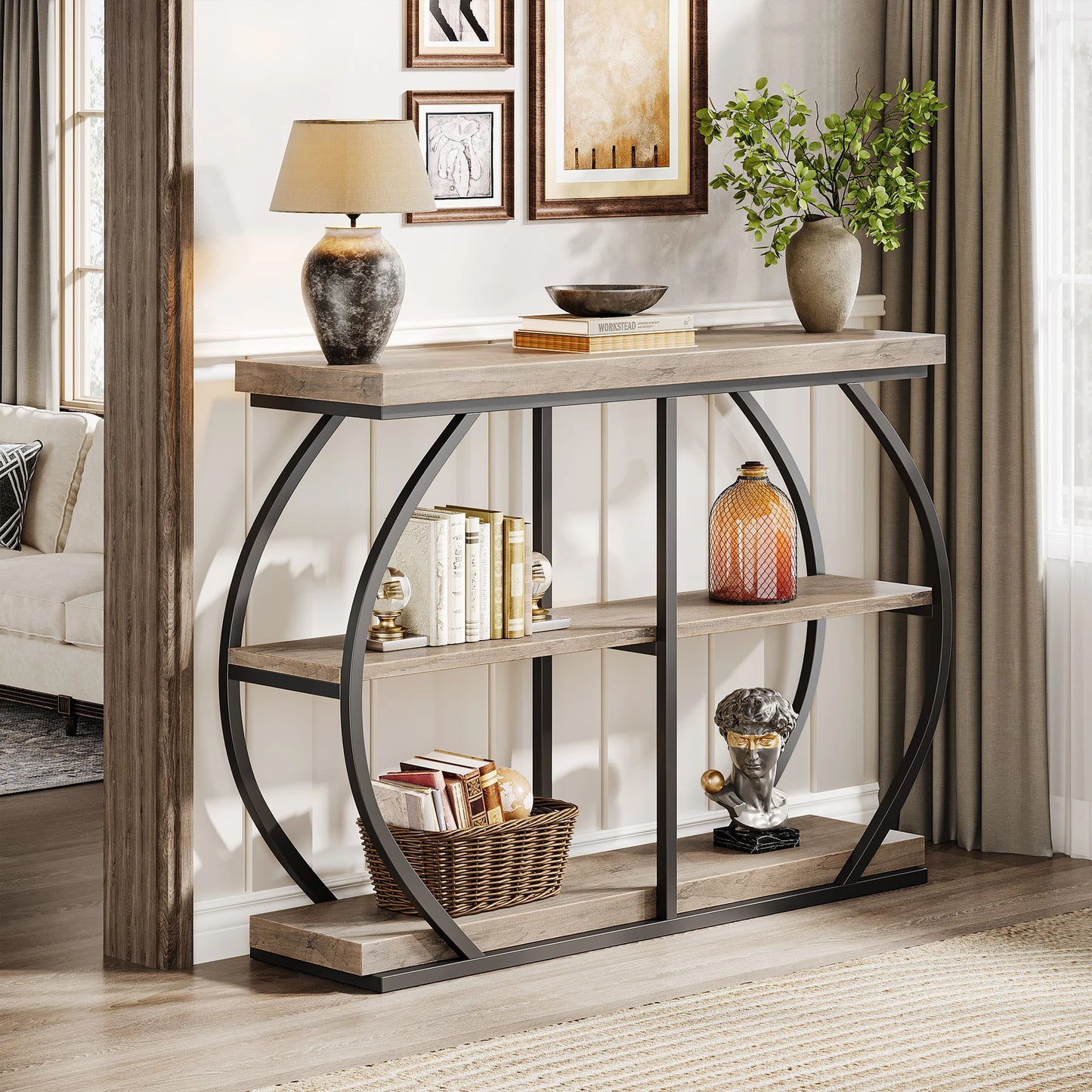 Tribesigns Industrial Console Table Three Tier Entryway