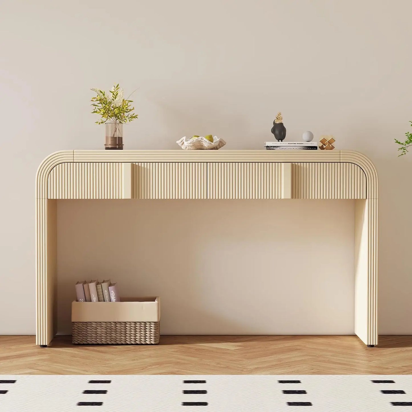 ZHENDAI Elegant Entryway Console Table With Fluted Design