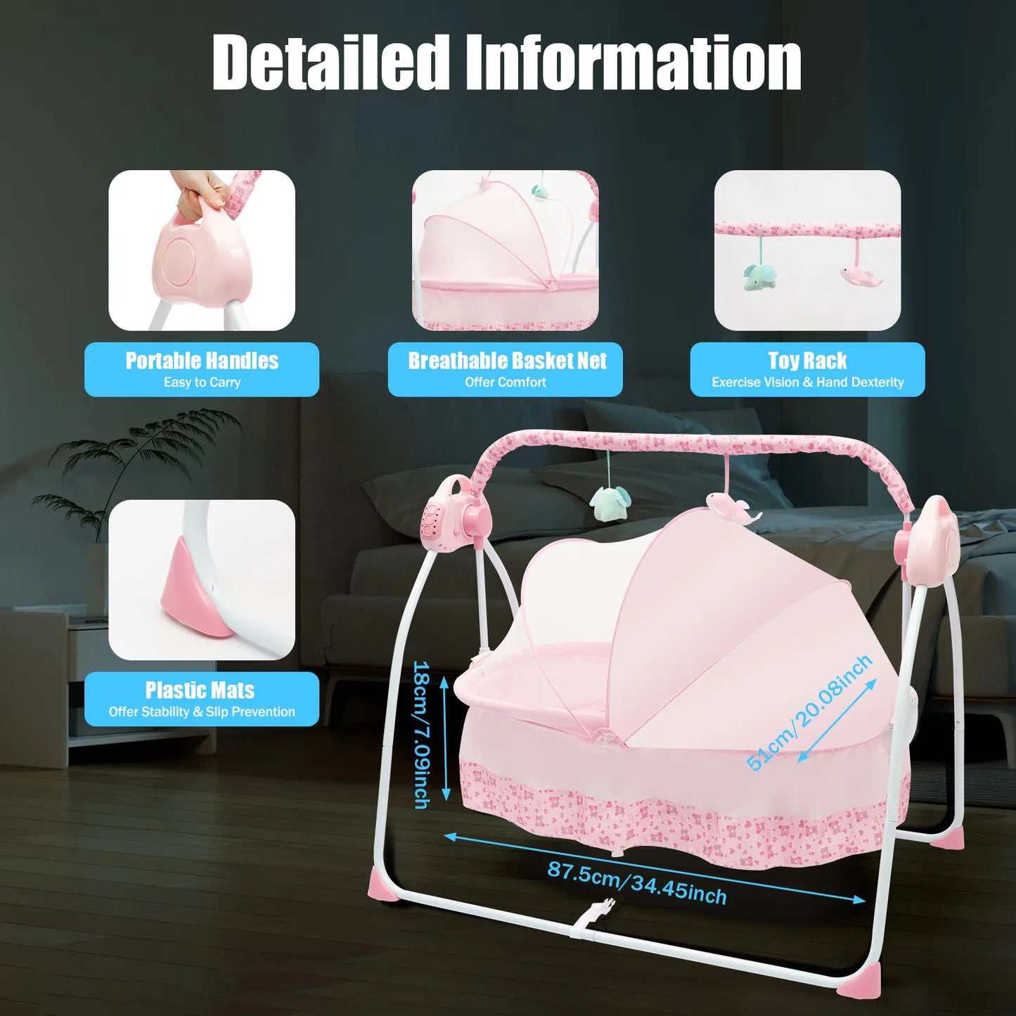 Devine In And Out Foldable Electric Baby Cradle Soothing