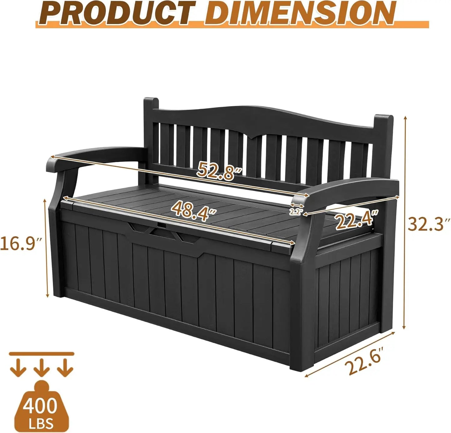80 Gallon Lockable Storage Bench Deck Box for Outdoor Furniture and Garden Tools