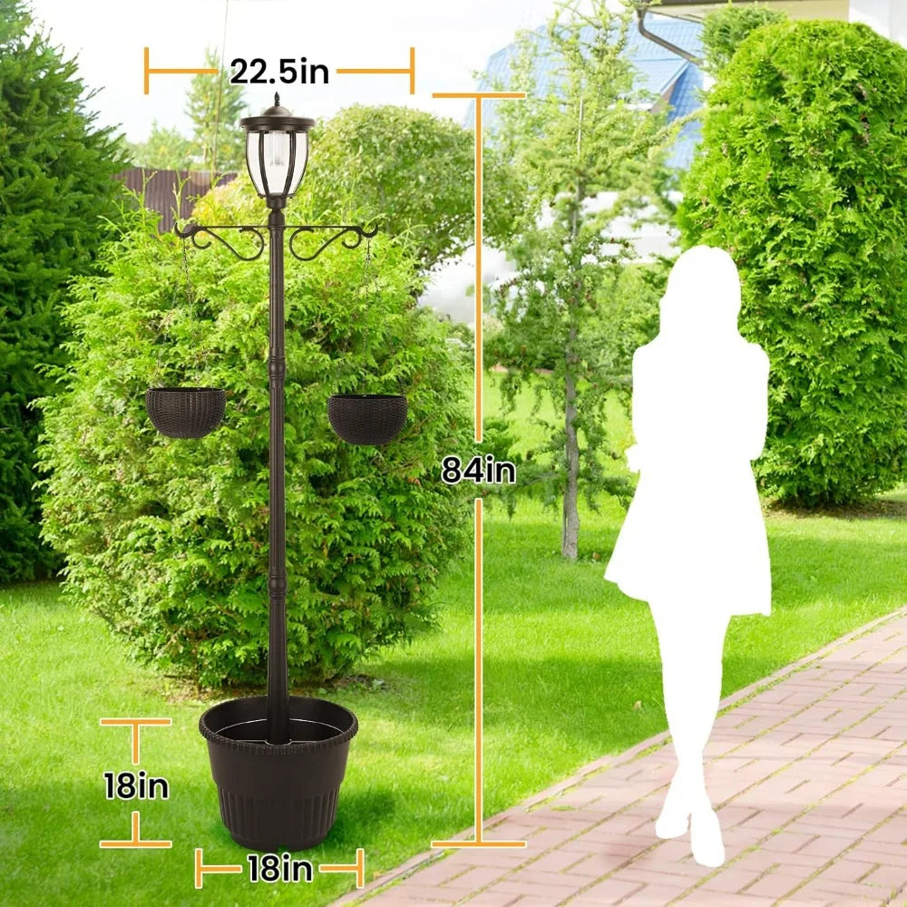 Sun Ray Kenwick 7 Ft Single Head Solar Lamp Post and Planter in Bronze