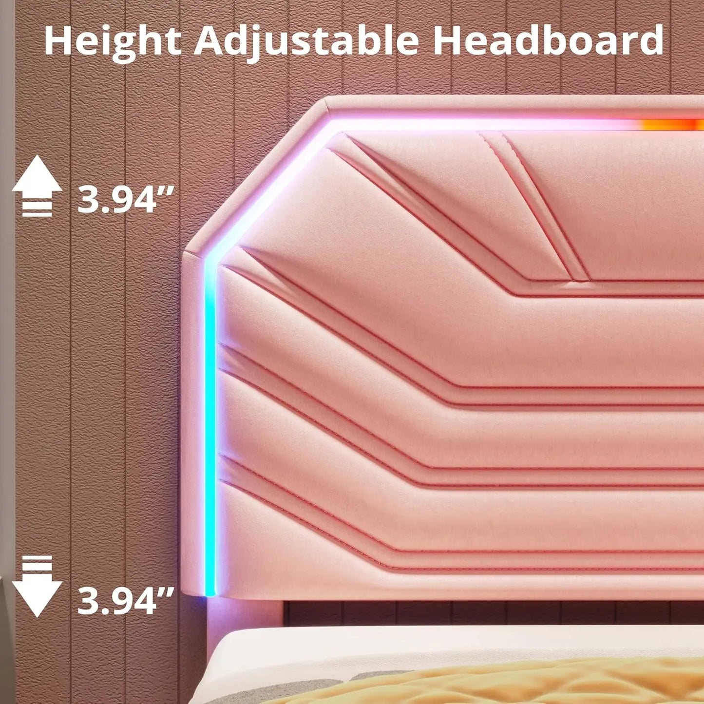 Hign Concerned Twin Bed Frames With Lighted Headboard