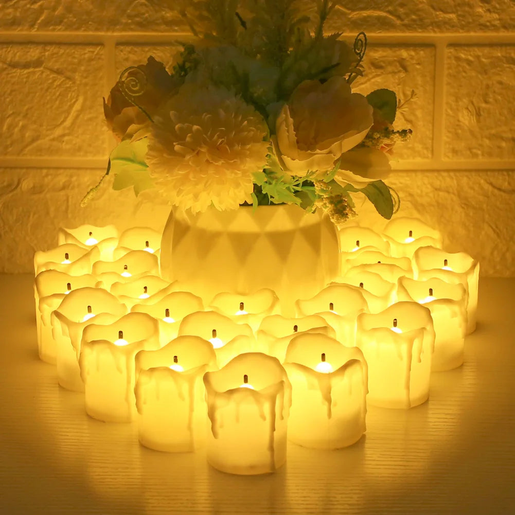 Feature Flameless LED Tealight Candles 12 Or 24 Pack