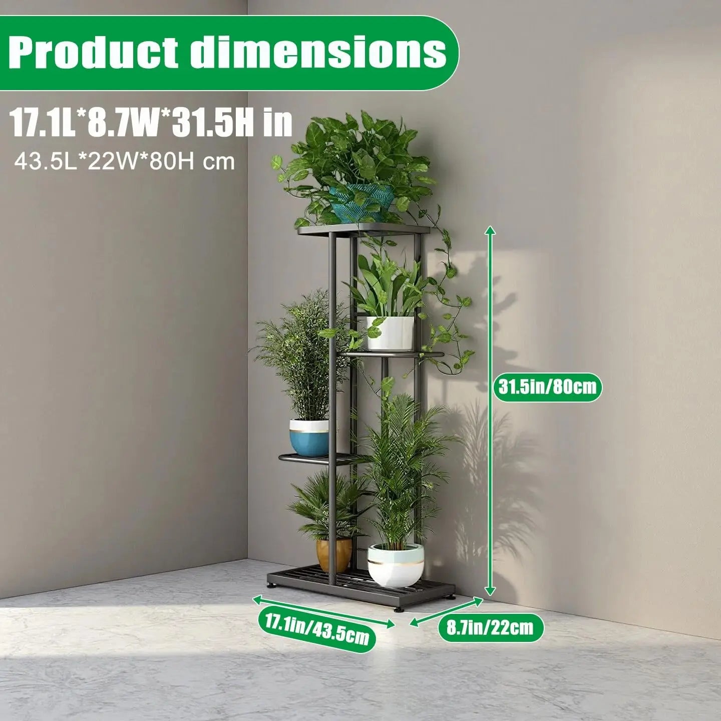 4-Tier Plant Stand Indoor Outdoor Corner Shelf Garden Patio
