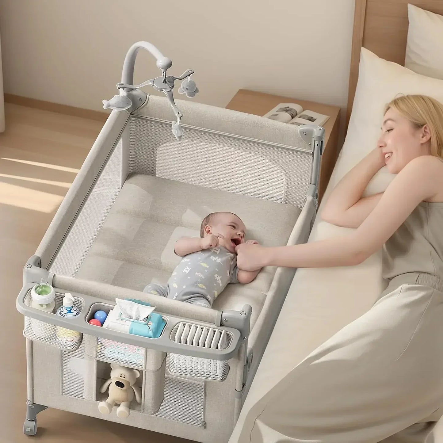FourInOne Baby Bassinet Pack And Play Bedside Crib Portable
