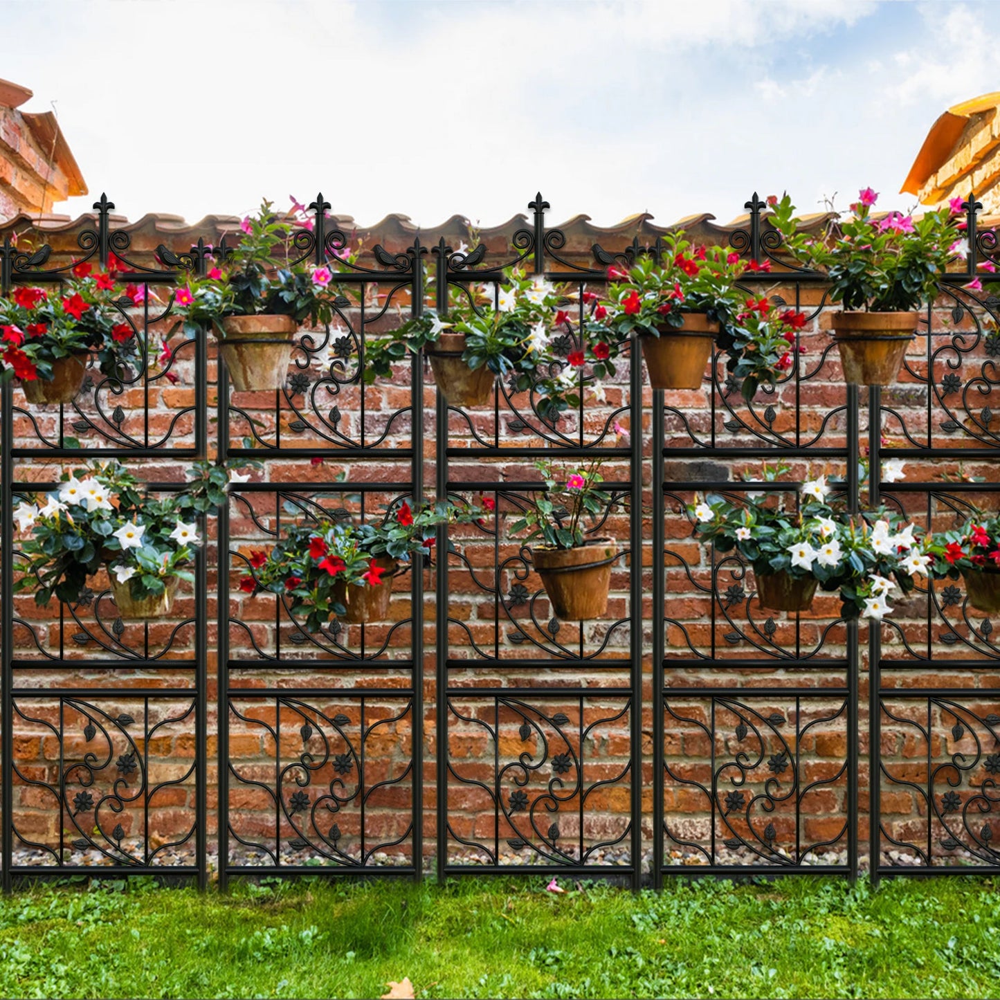 Metal Garden Trellis Tall Climbing Fence for Vegetables Grapes and Flowers