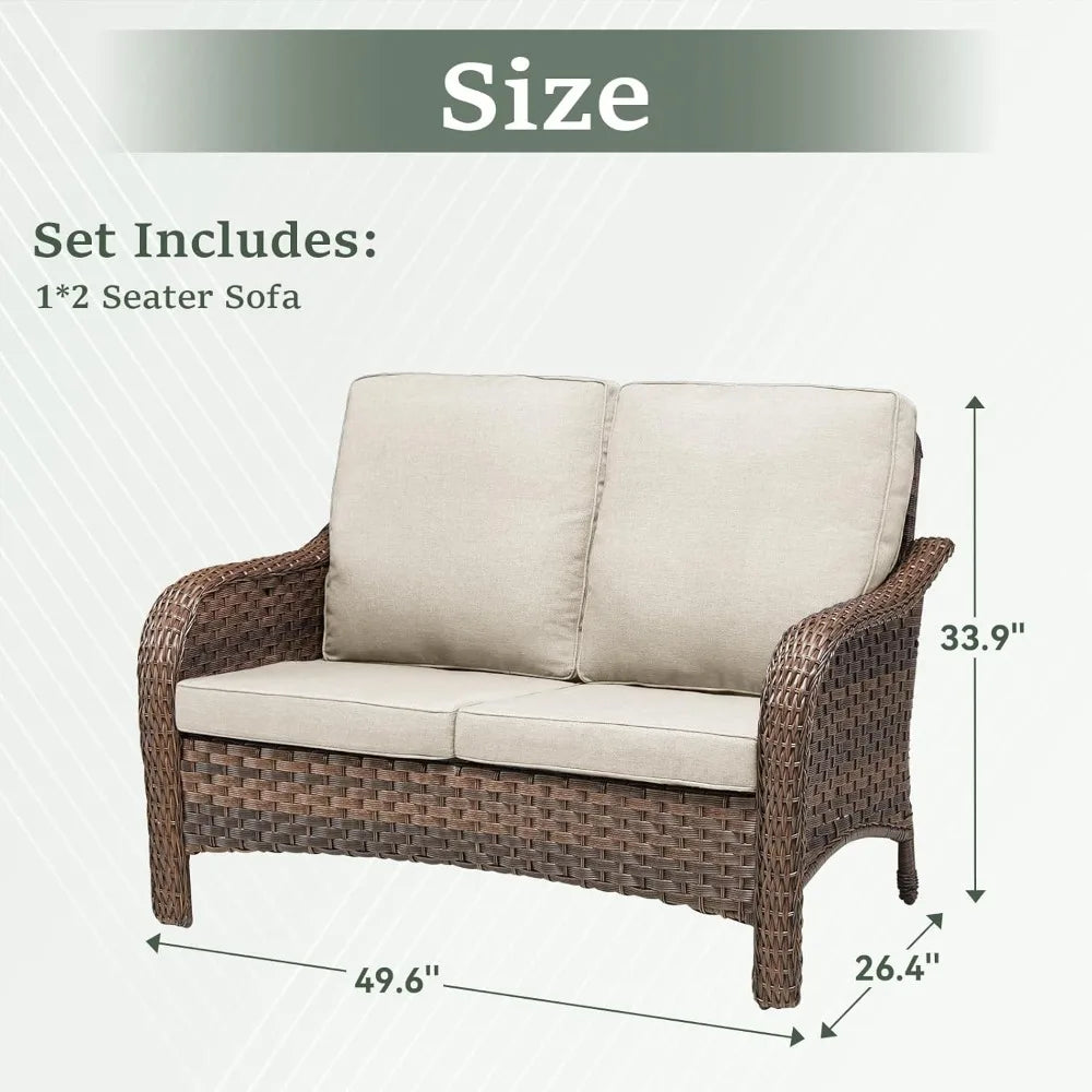 Modern Outdoor Wicker Loveseat Sofa with Cushions for Patio or Deck