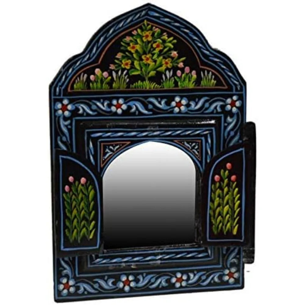 Handcrafted Moroccan Style Painted Door Wall Mirror Decor