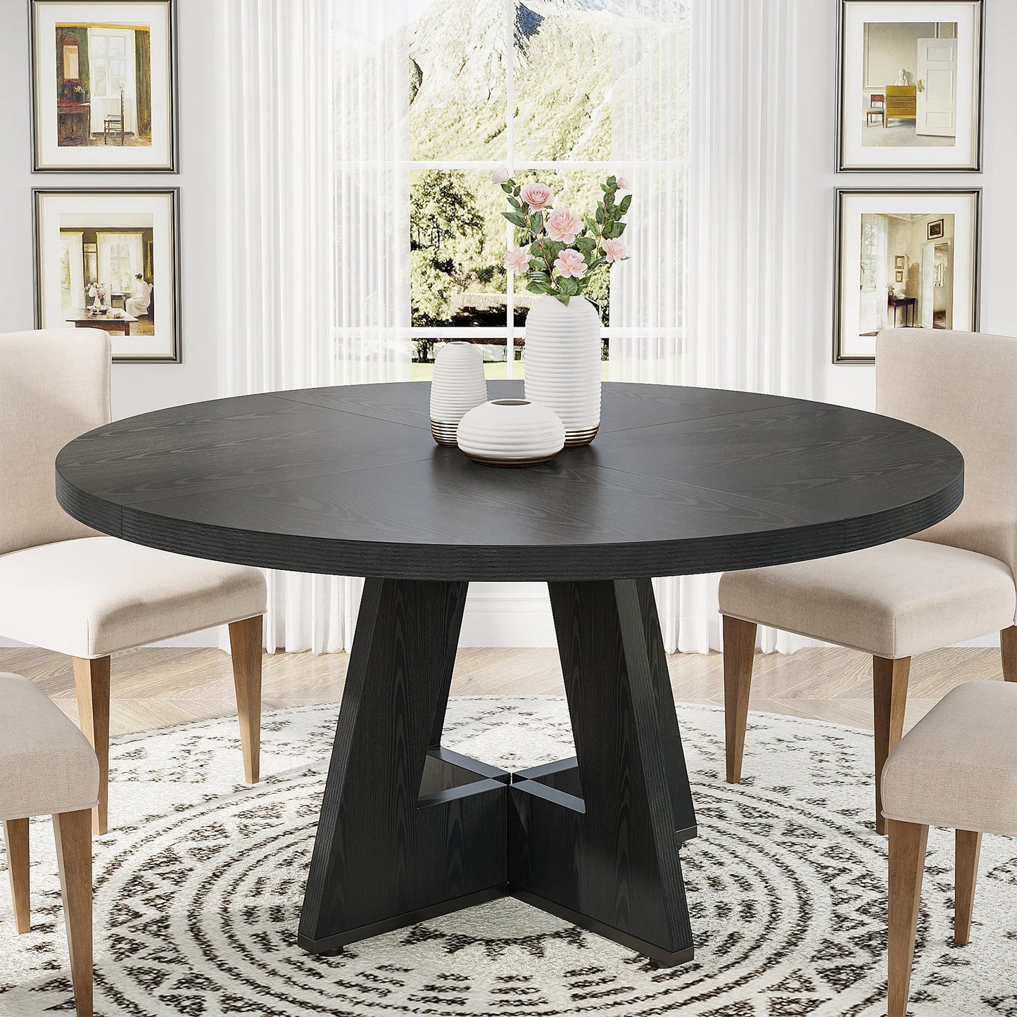 Tribesigns Round Dining Table For 4 Kitchen Dining Room