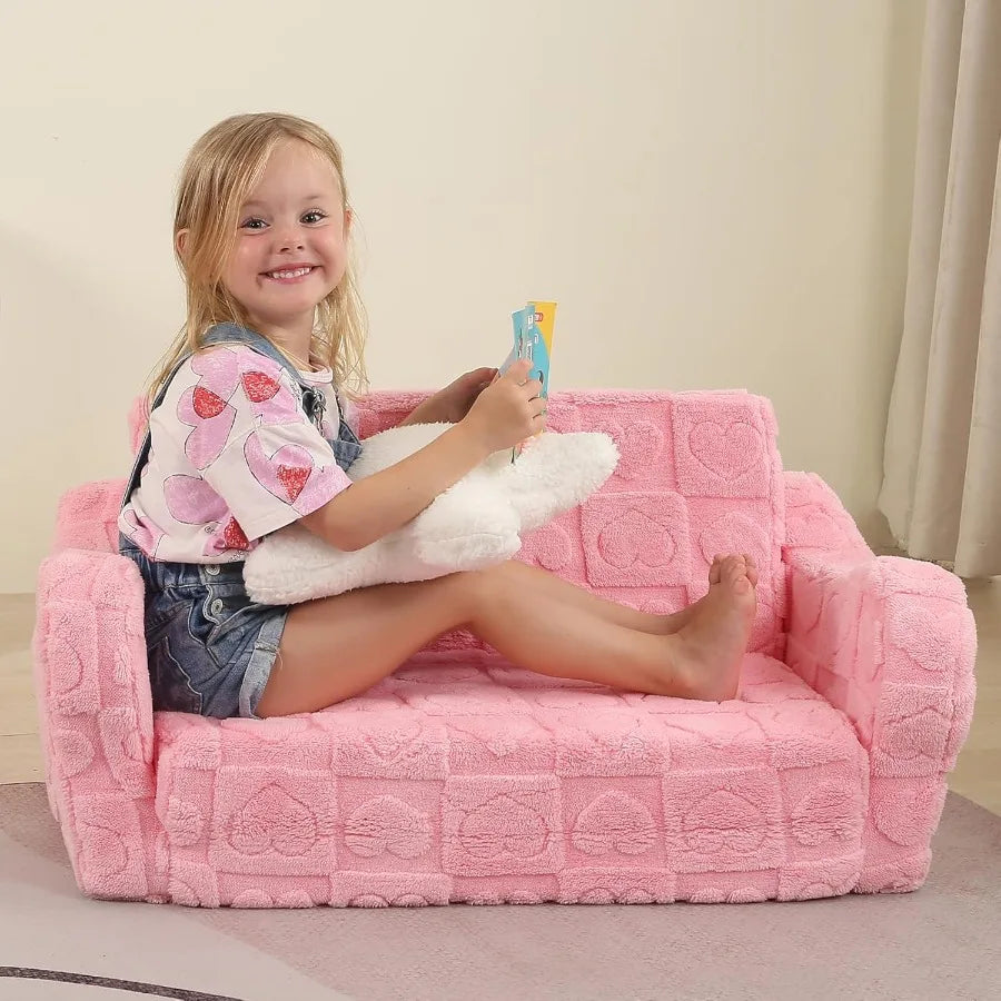 LISM TwoinOneToddlerCouch ConvertibleSofa StarPillow Comfy Sturdy Light EasyAssemble Durable