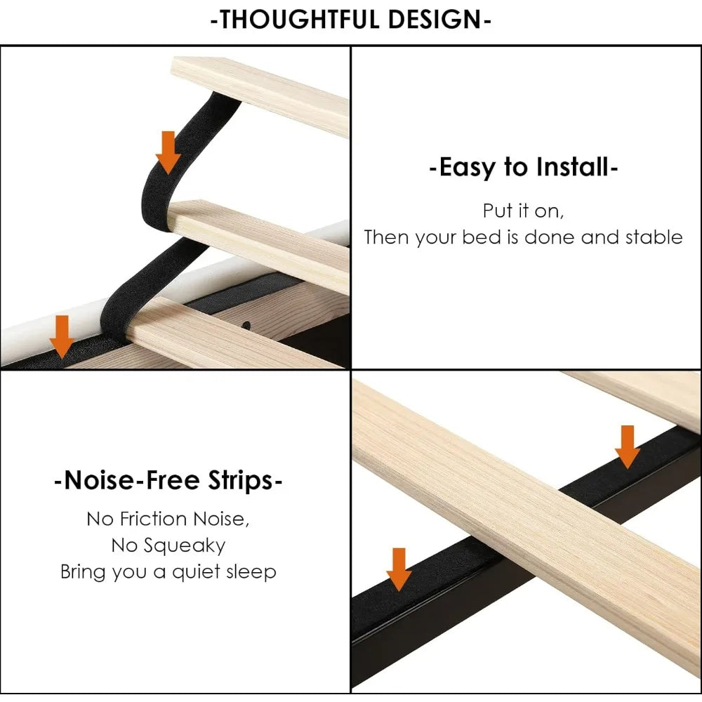 LZJV Smart LED Upholstered Bed Frame With Adjustable Headboard