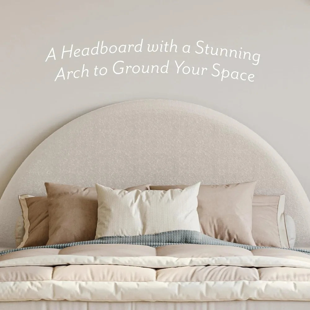 Platform Bed Upholstered Headboard And Solid Wood Legs