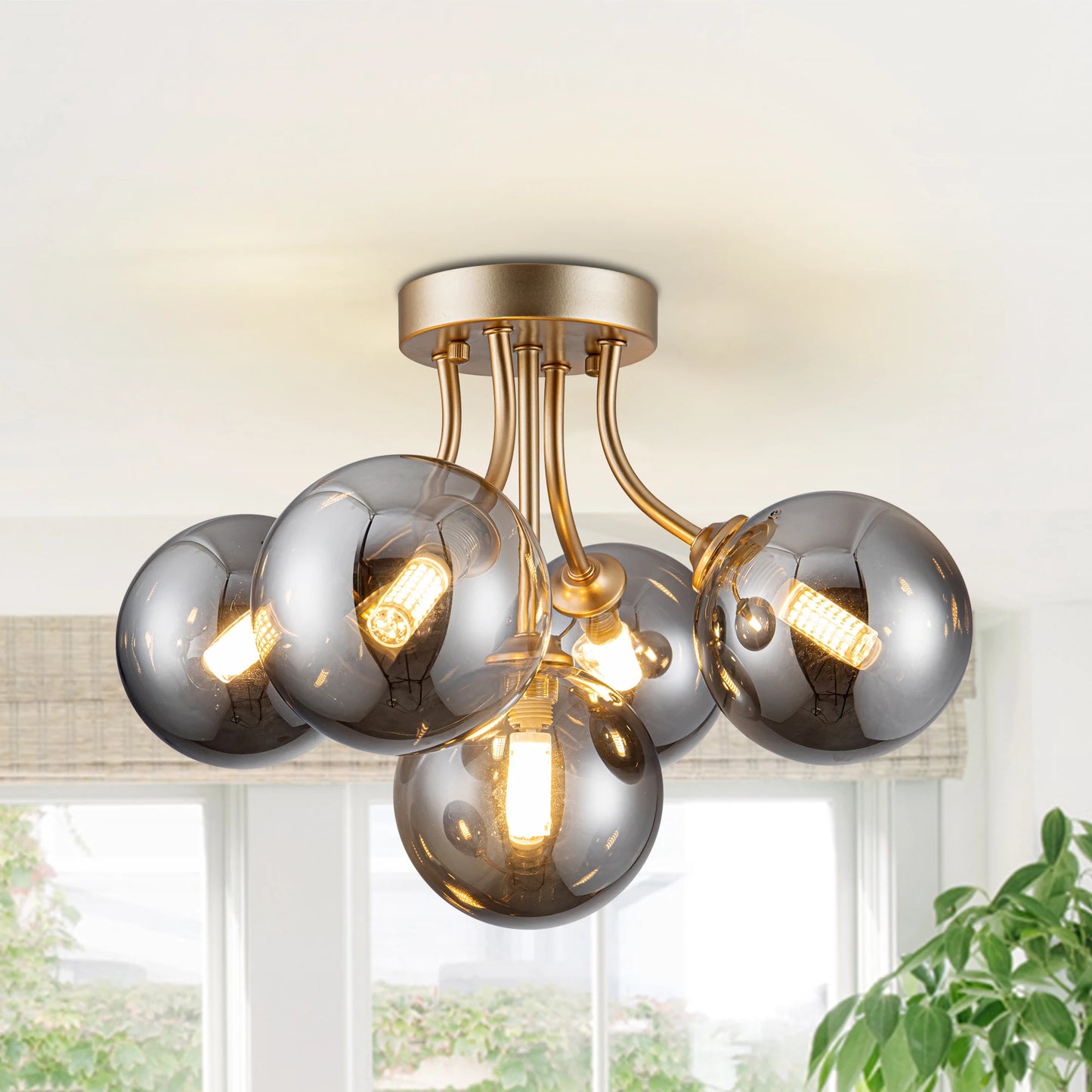 5-Light Ceiling Light Semi Flush Mount Fixture For Kitchen