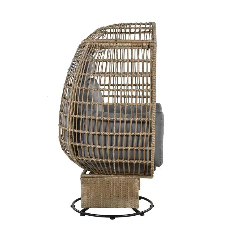 Outdoor Swivel Rattan Egg Chair With Cushions And Rocking