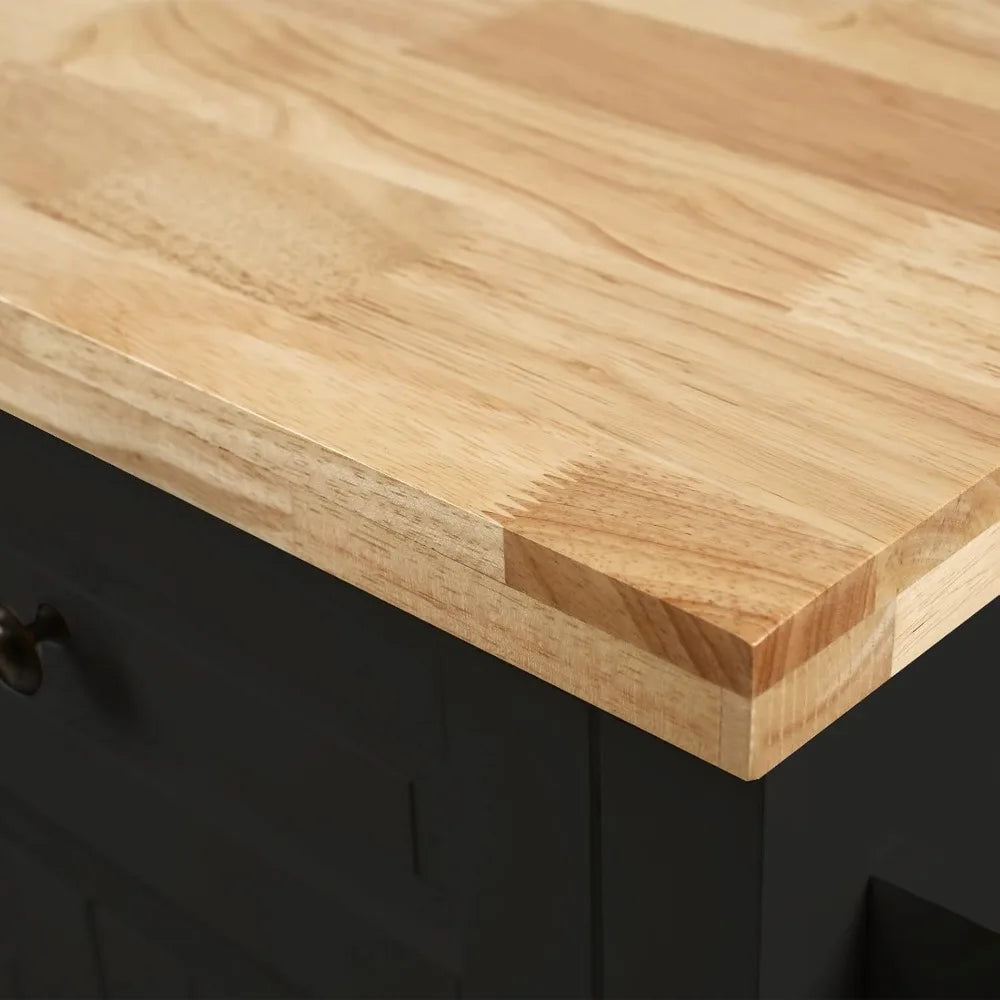 Wood Kitchen Island Cart with Wheels and Towel Holder