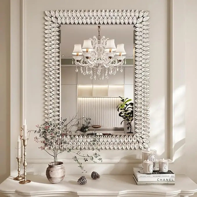 30x40 Jeweled Rectangle Bathroom Wall Mirror Luxury Decorative Vanity Mirror