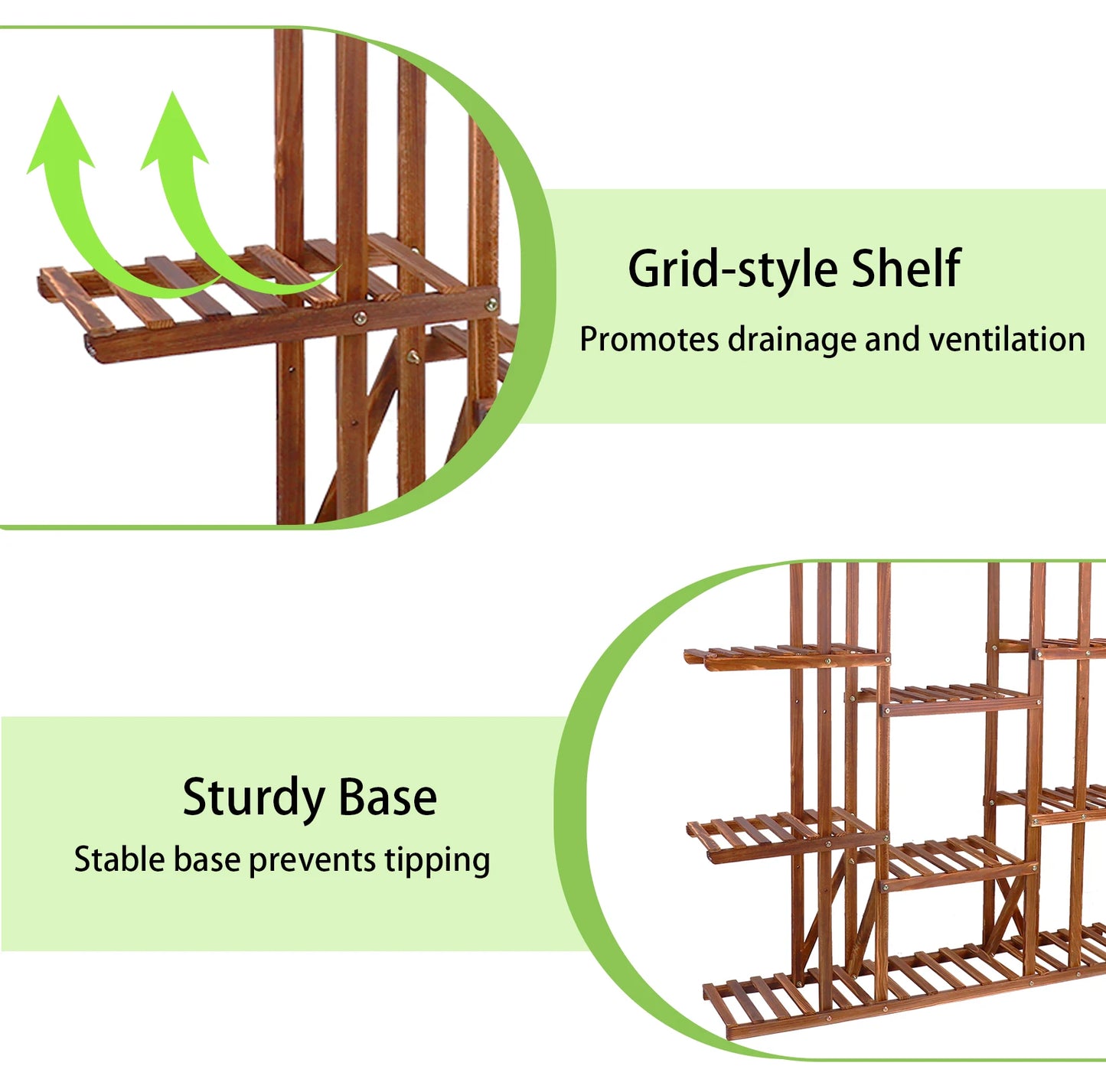 Wisfor Wooden Multi Tier Plant Shelf And Pot Stand