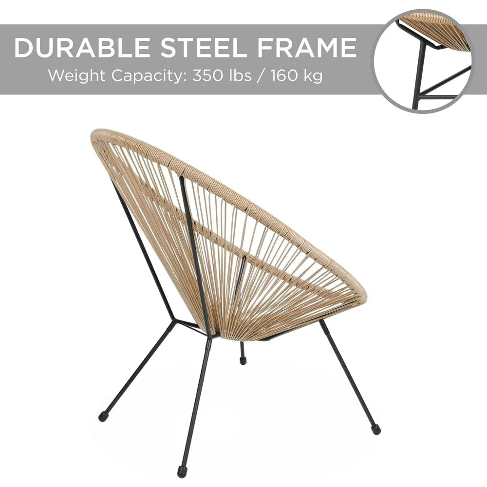 3 Piece Outdoor Acapulco All Weather Patio Conversation Bistro Set Natural