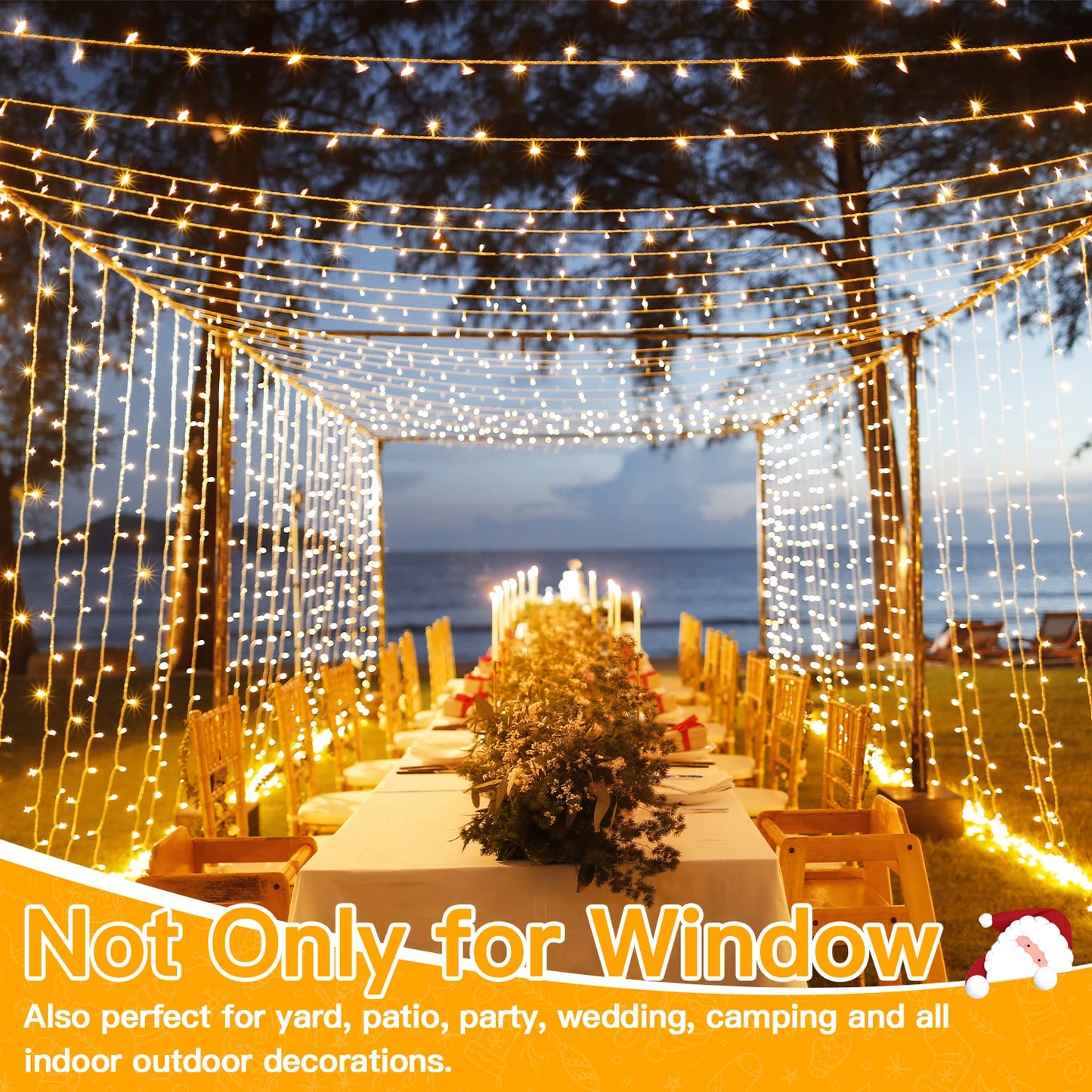 Ollny 300 LED Outdoor Waterproof Curtain Lights USB Powered