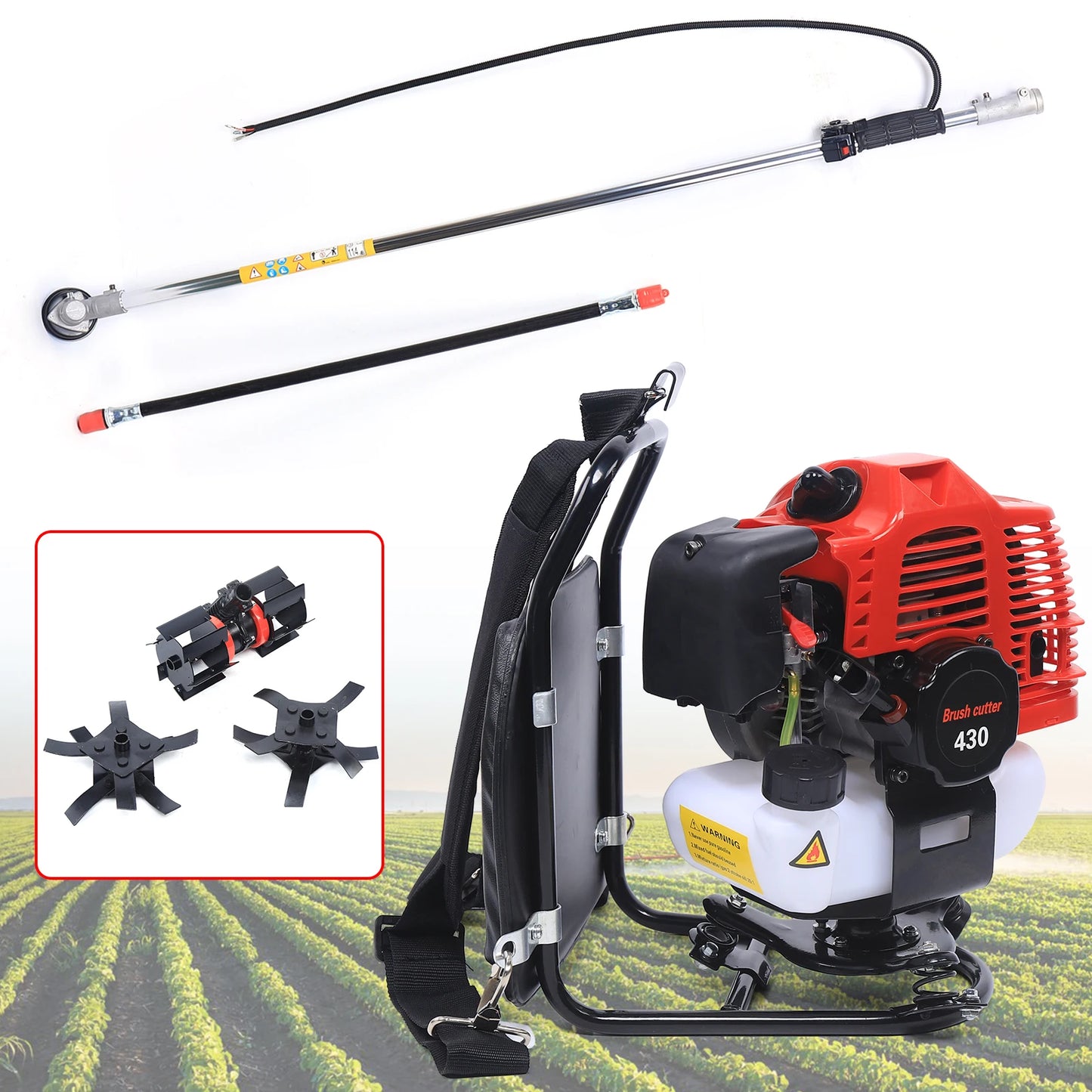 43CC 2 Stroke Backpack Tiller Cultivator Efficient Lawn Mower Grass Trimmer