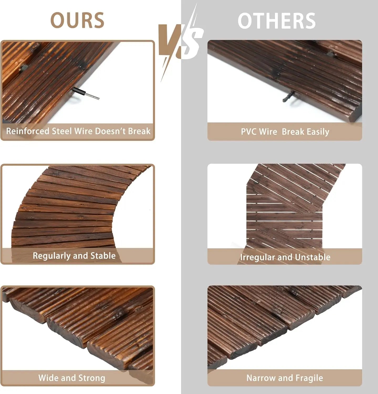 Curved Wooden Garden Pathway Cedar Roll Out for Patio