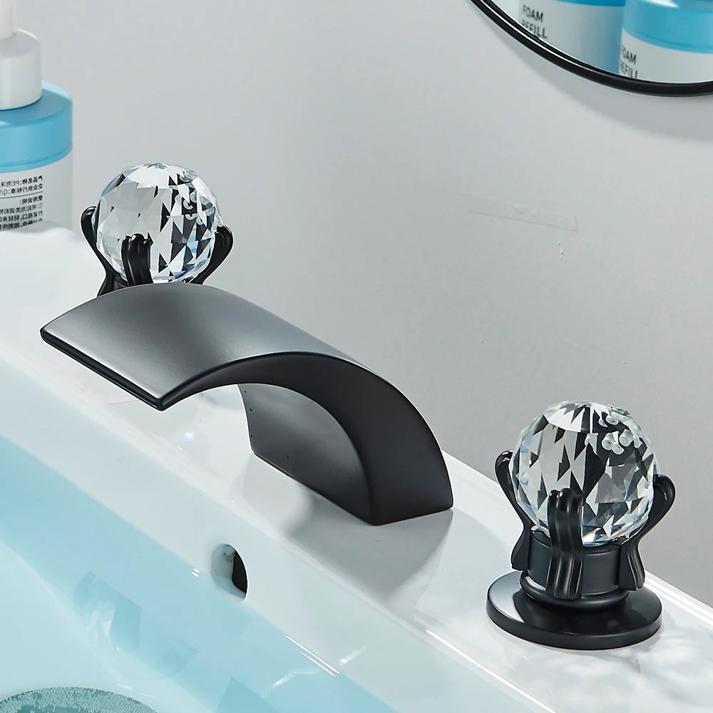Quyanre LED Widespread Bathroom Faucet Waterfall