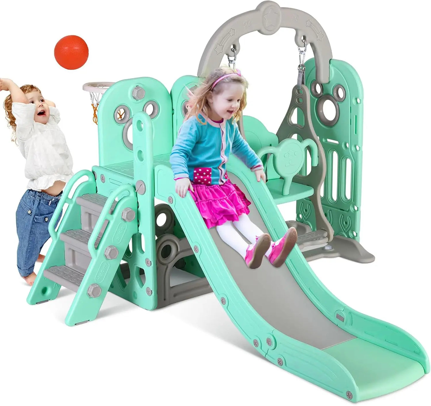 Kids Durable Playground Swing Slide Climber 6 in 1