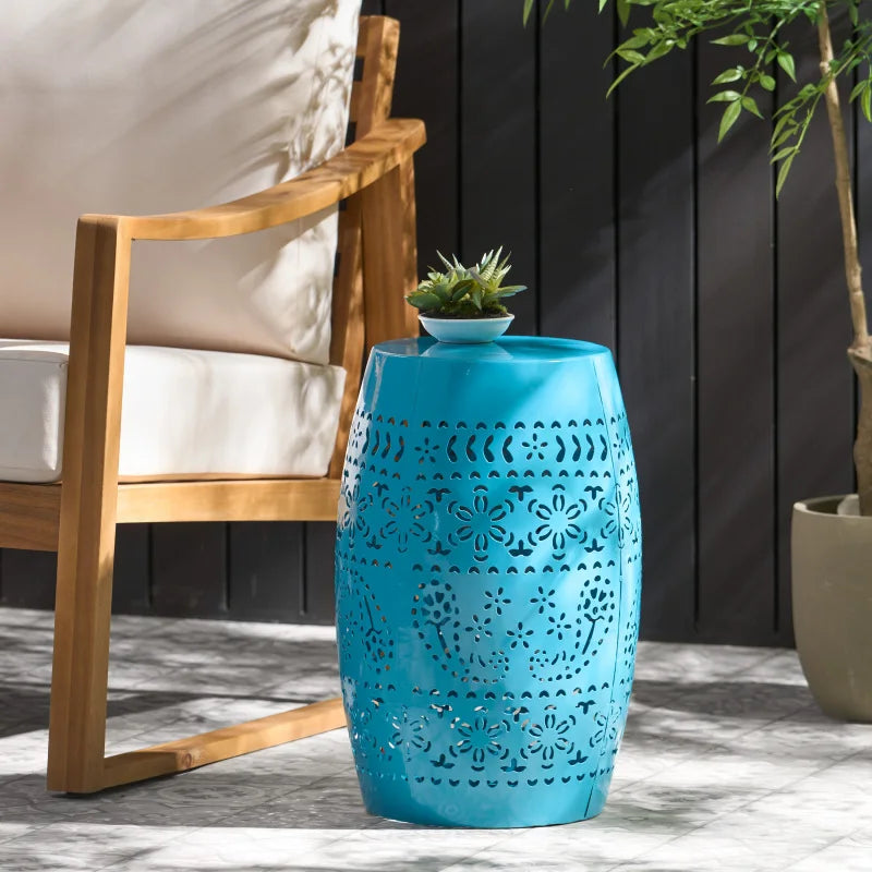 Ruby Lace Cut Metal Side Table