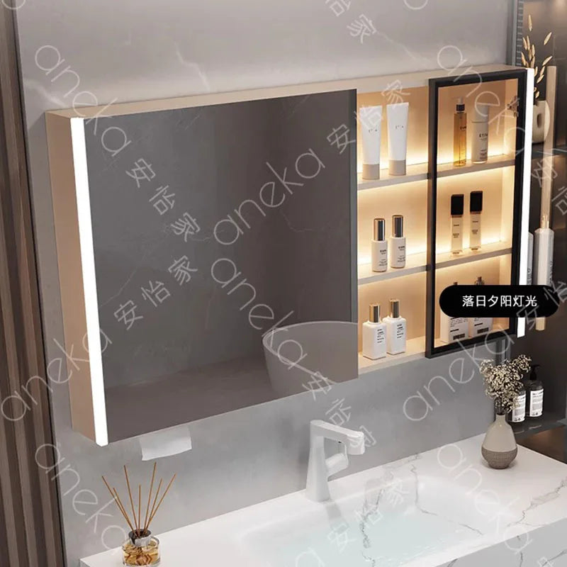 Solid Wood Vintage Bathroom Cabinet with Mirror and Integrated Basin