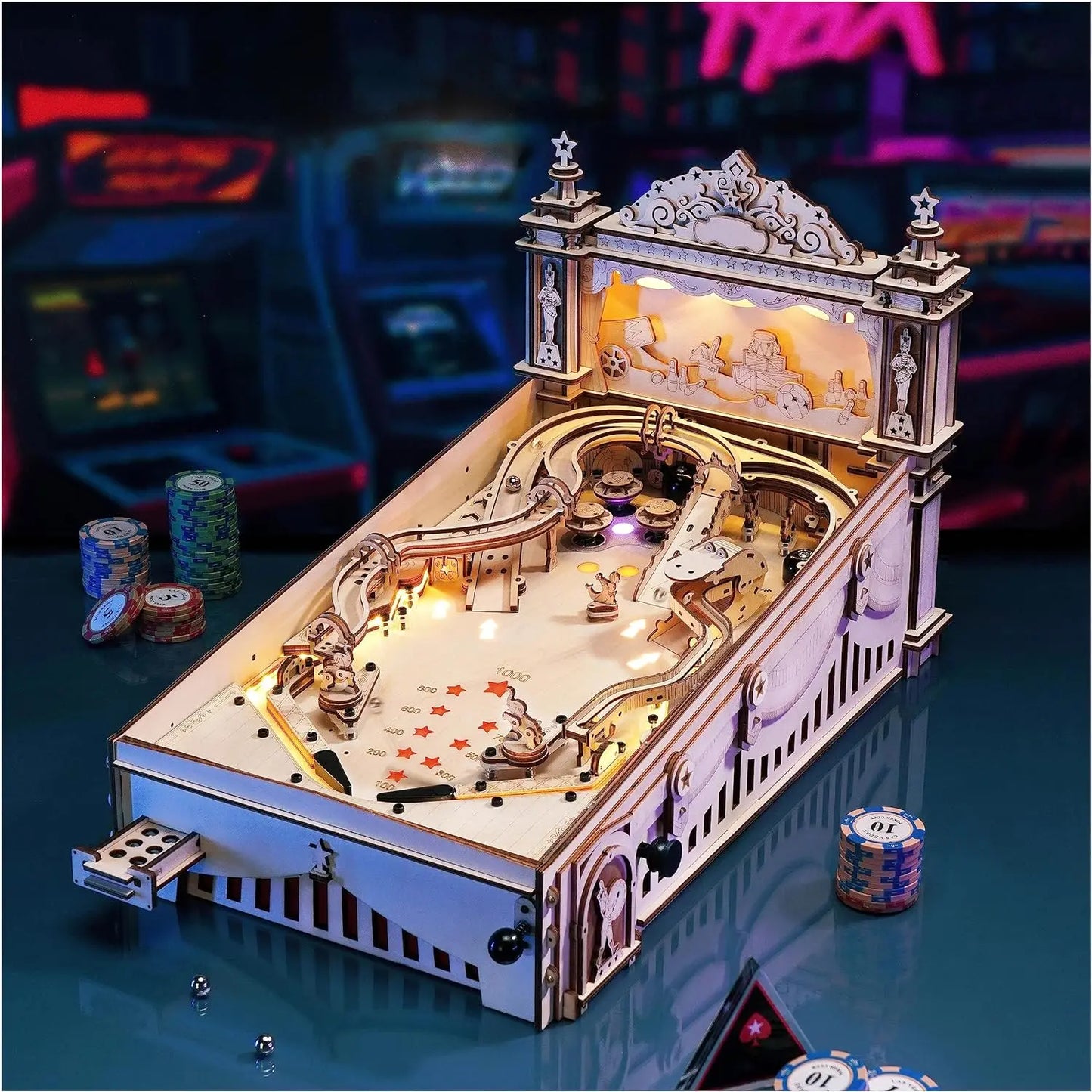 Robotime 3D Pinball Puzzle For Adults Teens Wooden Kit