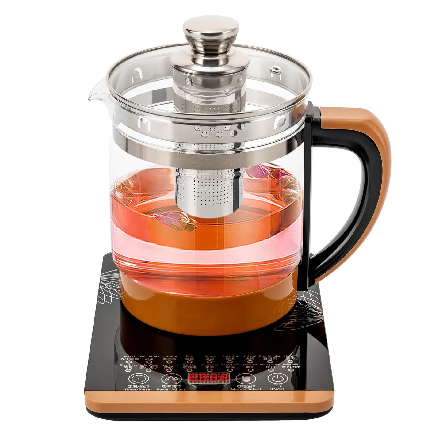 1.8L Electric Glass Tea Kettle Keep Warm 6 Settings