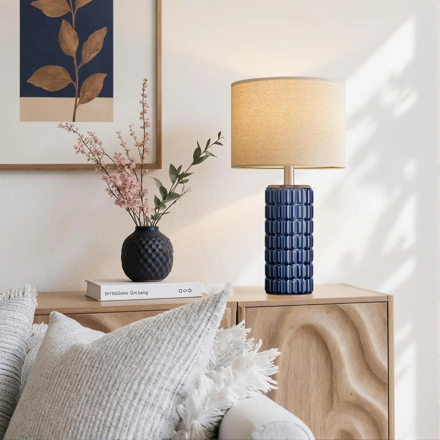 Ceramic Magnificent Lamps Set of 2 With Linen Shade