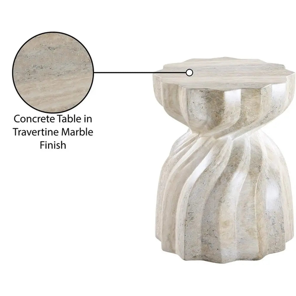 Travertine Concrete End Table Art Deco Indoor Outdoor