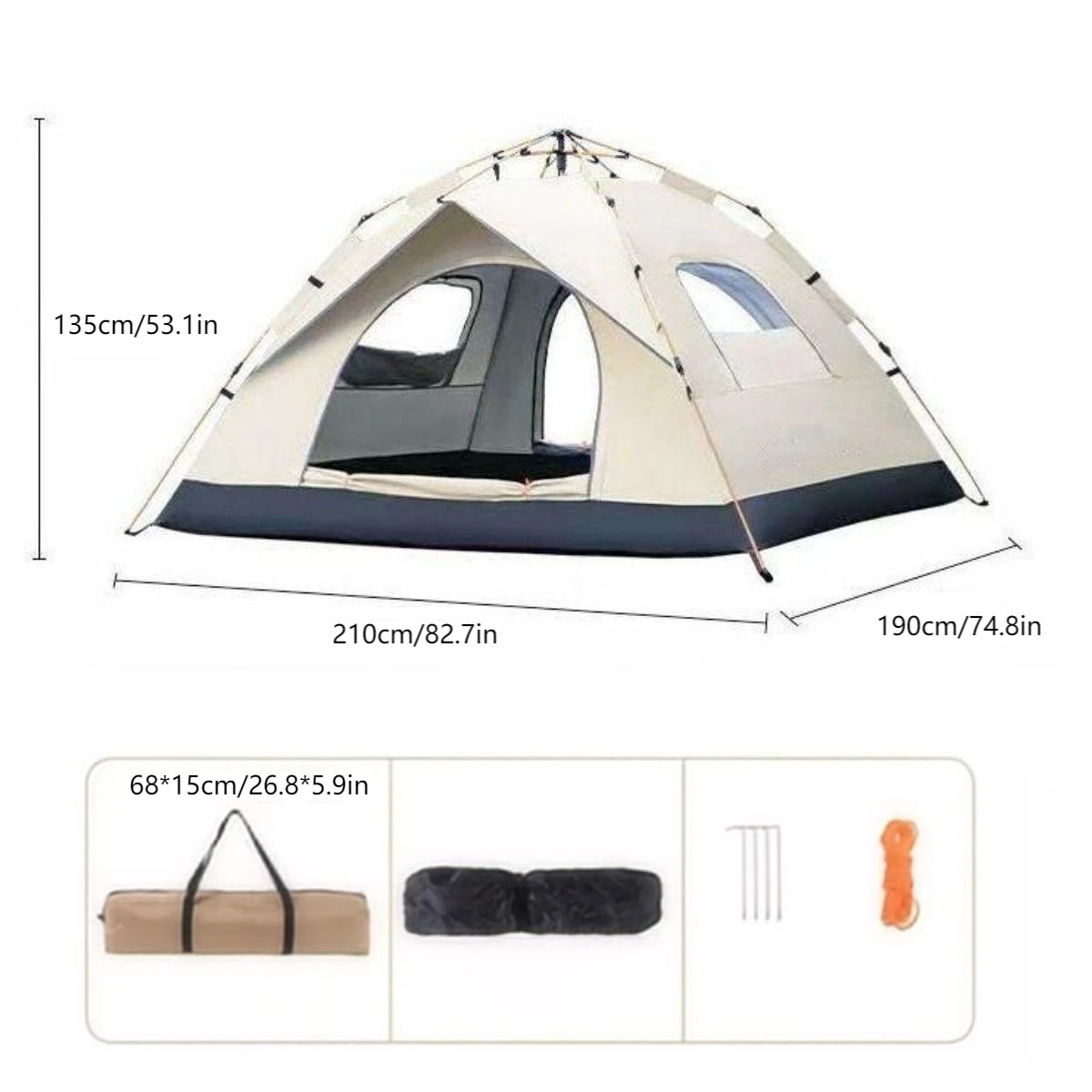 Pakicetus Outdoor Camping Tent Sunshade Two Doors Two Windows