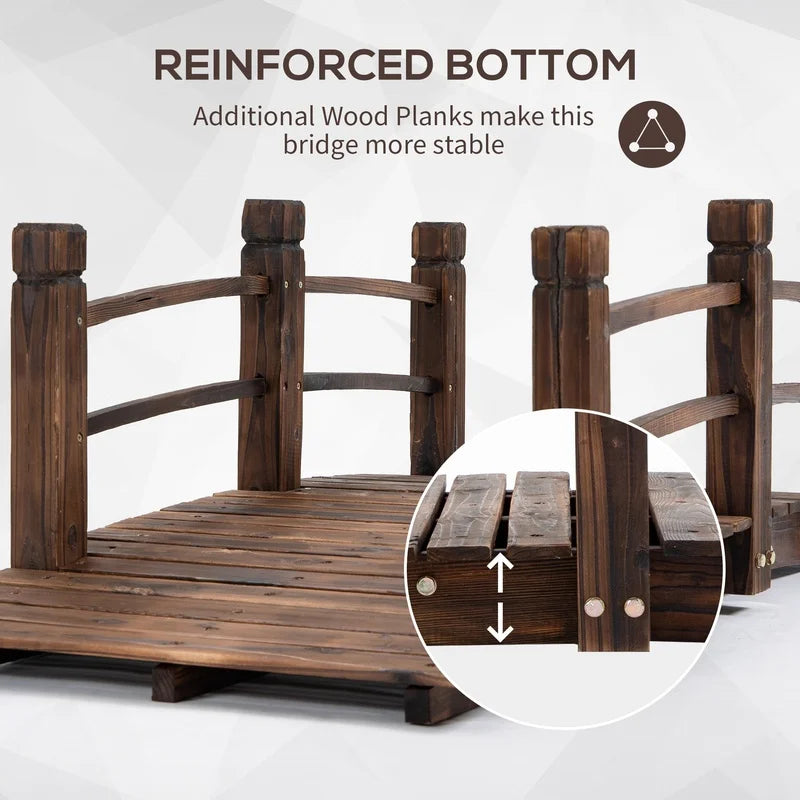 Fir Wood Garden Bridge Walkway With Railings For Backyard