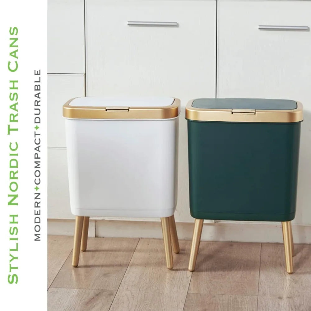 NBVCX Narrow Bathroom Trash Can With Lid Push Button