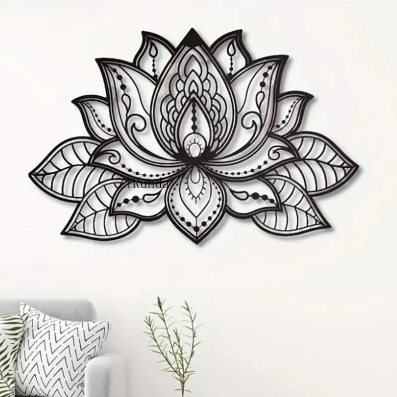 Bohemian Black Mandala Iron Wall Art Zen Meditation Yoga Decor