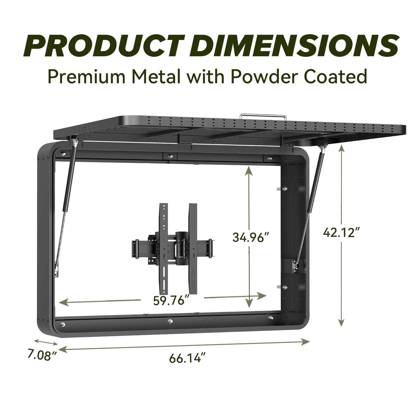 Outdoor TV Enclosure Waterproof Weatherproof Metal Cabinet Gas Struts